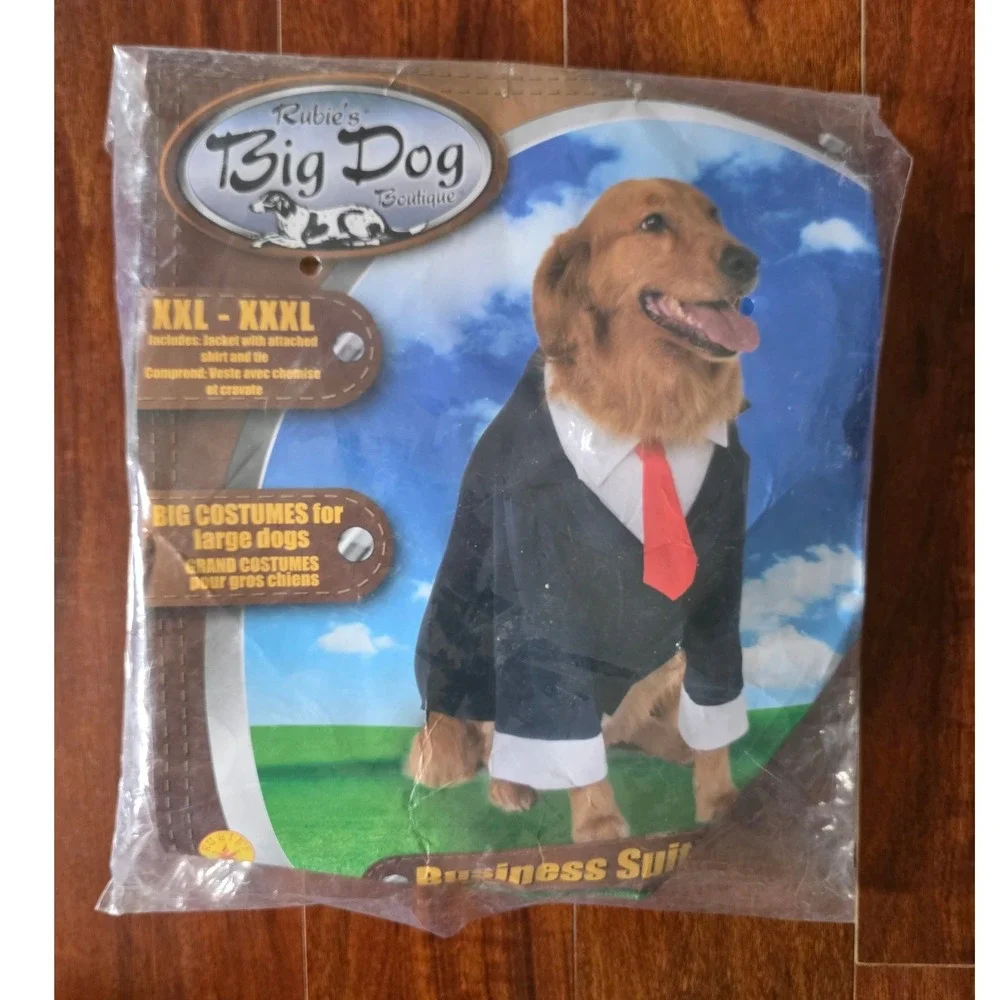 Rubies Big Dog Boutique Business Suit Costume XXXL Large Breed Navy Blue Red Tie